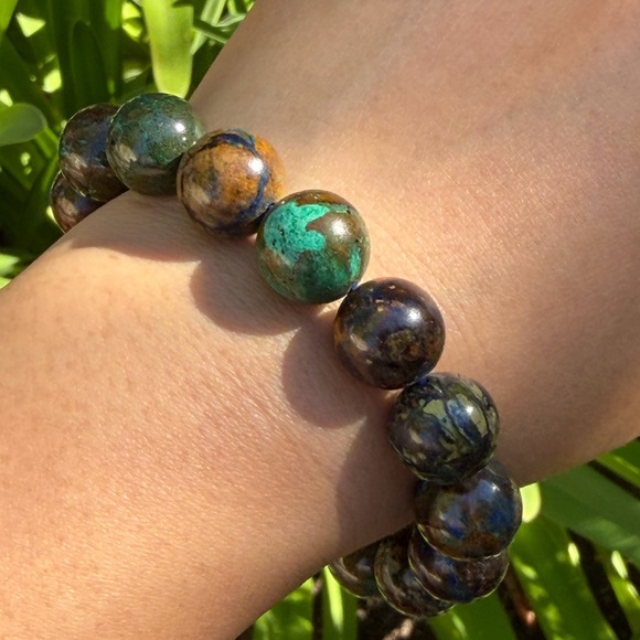 13mm stretchable azurite bracelet 0358 - Picture 5 of 8